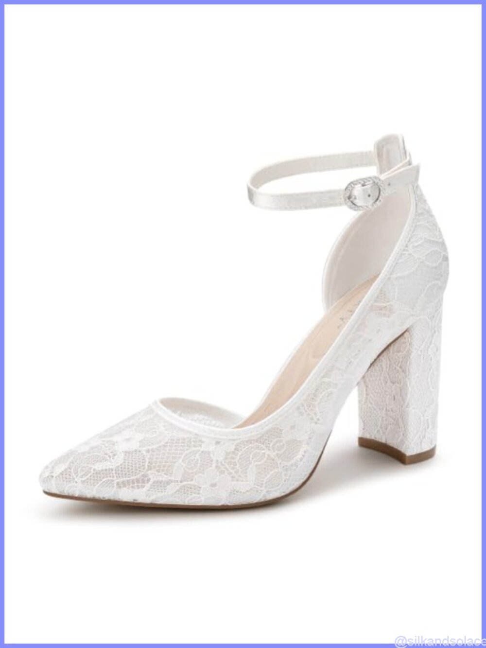 Women's Closed Toe Pumps 3.5 Inch Chunky Heel Ankle Strap Formal Party Shoes